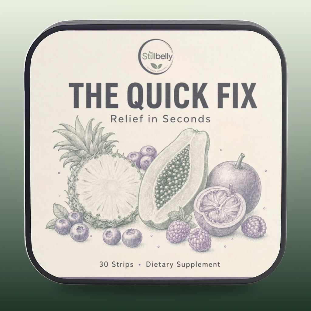 The Quick Fix digestive enzyme strips tin